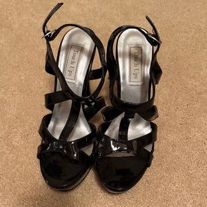 Touch Ups Glossy Black Strappy Heels